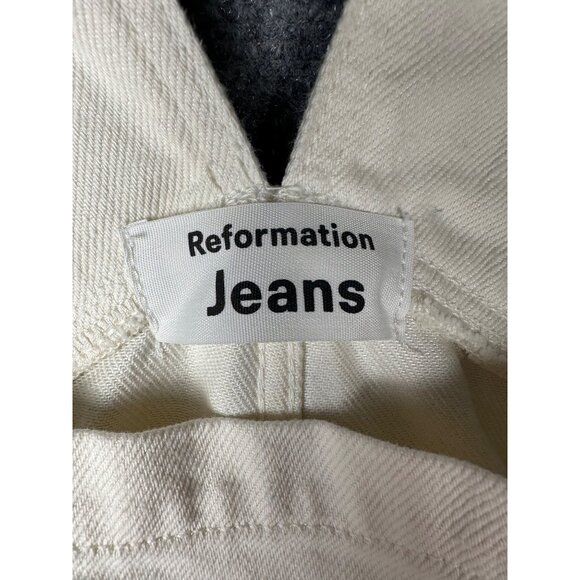 Reformation Smith Denim Overall Ivory Size 6 Boho Festival Hippie Casual Cowgirl - Picture 3 of 11